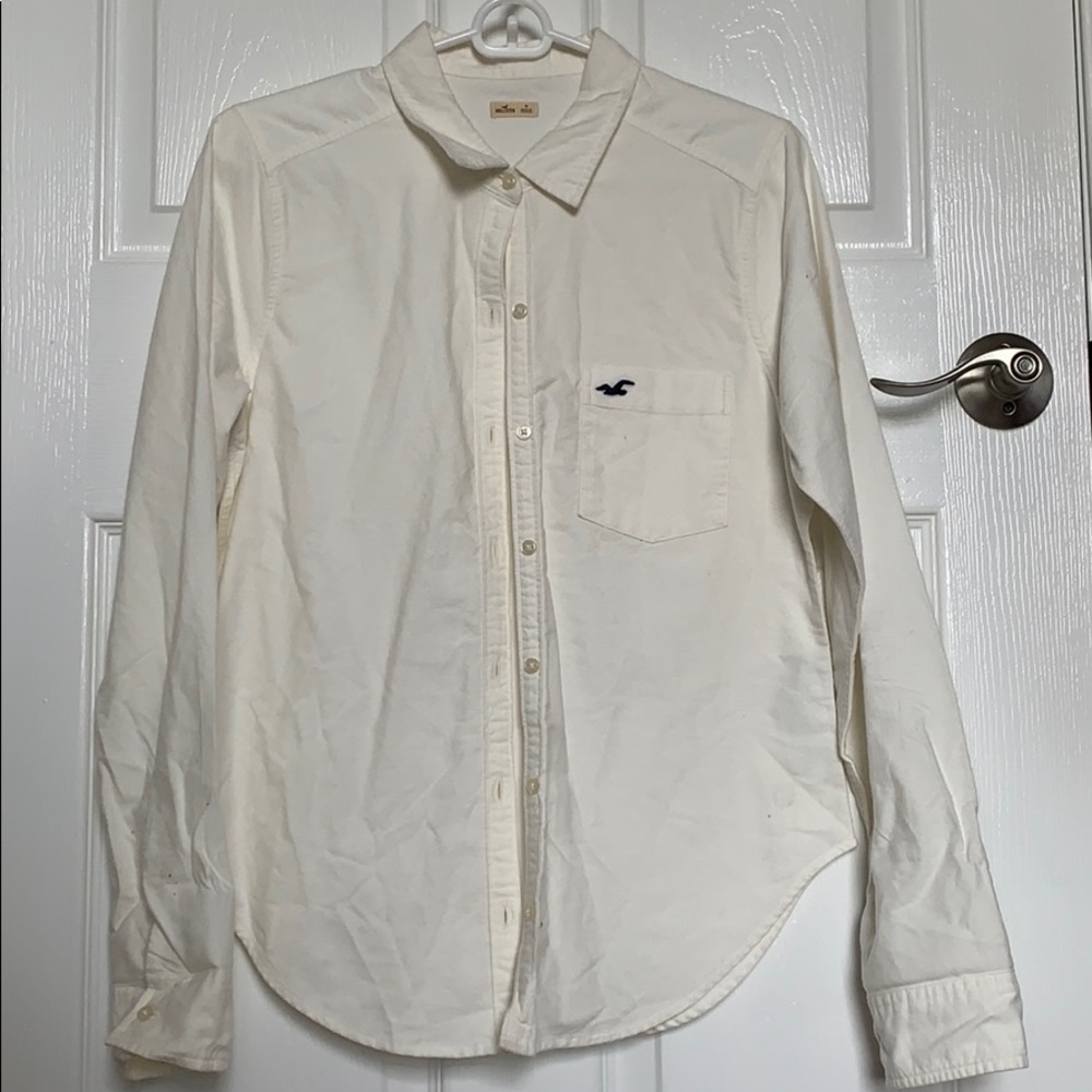 Hollister Cream Button Down Shirt M
